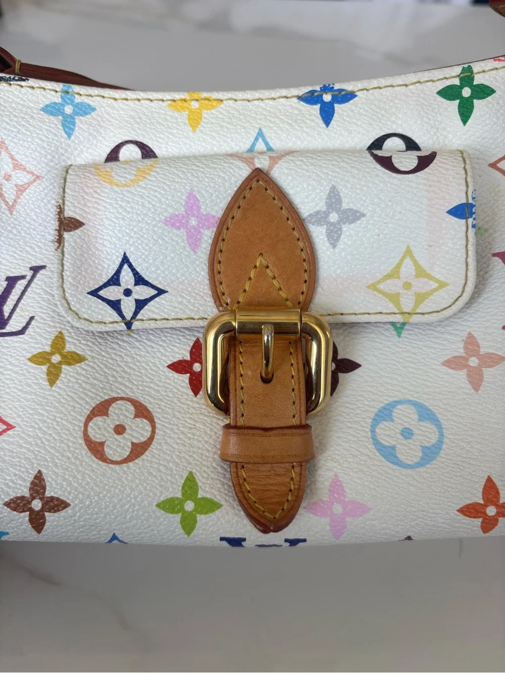 Louis Vuitton Eliza Takashi Murakami White Multicolor Monogram Shoulder Bag - Picture 4 of 12